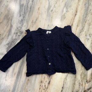 Janie and Jack Navy Blue Ruffle Button Down Shirt Sz 18-24 months